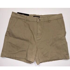 Silver Jeans Co Womens Khaki Classic Fit Mid Rise Shorts Size 10 NWT